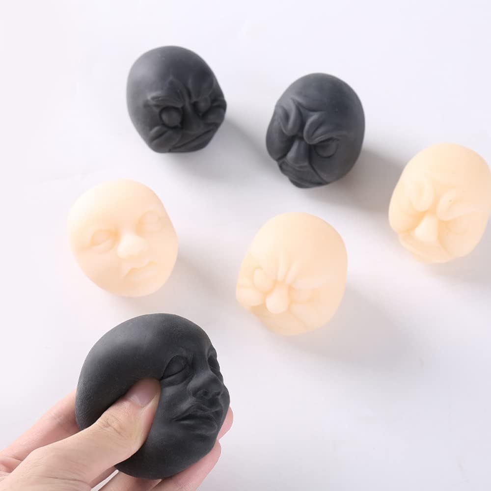 Anxiety Stress Release Fun Toys,Emotion Balls Fidget Toys for Pressures Relief Kneading Toys for All Age,Kids and Adults,Weird Face Bizarre Squeeze Toys (White,Grudge)