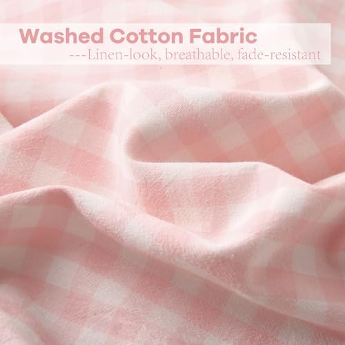 2 Pack Blush White Gingham Euro Pillow Shams 26''x26'' - Image 6