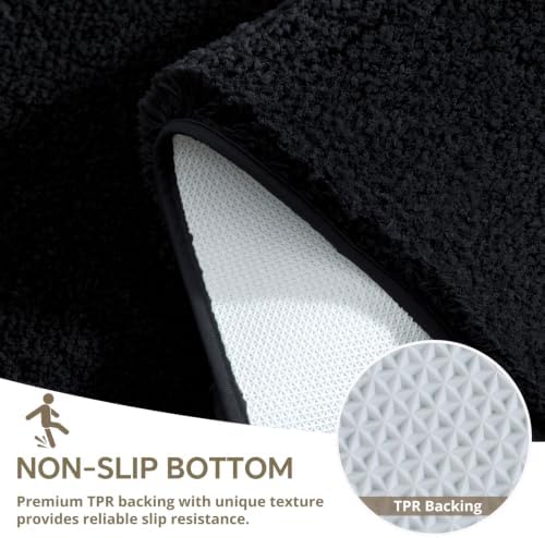 Polyester Bathroom Rug 30"x50" Black, Large Soft Shaggy Bath Mat - Image 6