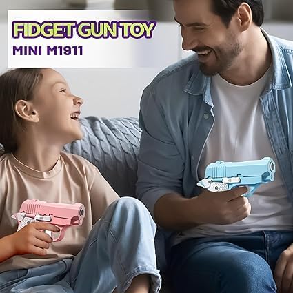 Fidget Toys for Adults, 1911 3D Printed Small Pistol Toys, Stress Relief Pistol Toys Suitable for Relieving ADHD, Anxiety, Suitable Toys for Friends Adults and Kids Best Gift (Blue)