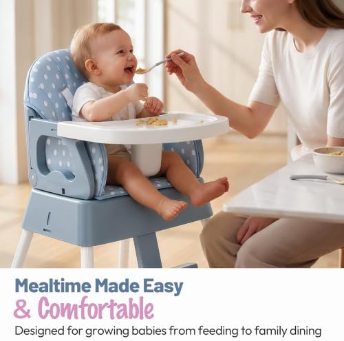 5 in 1 Foldable Baby High Chair, Convertible Highchair - Image 7