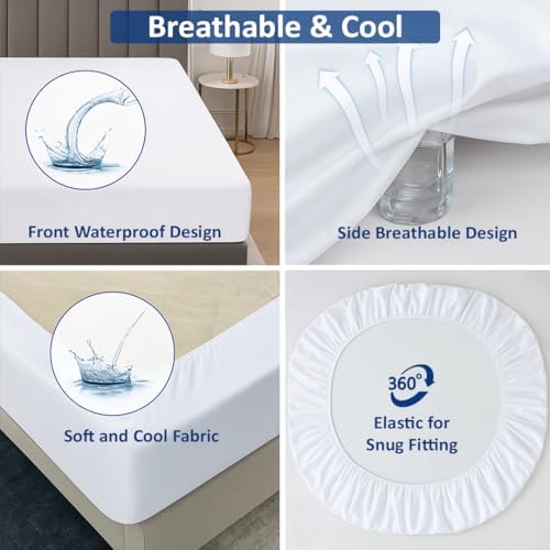 100% Waterproof Short Queen Mattress Protector Terry Cotton - Image 6