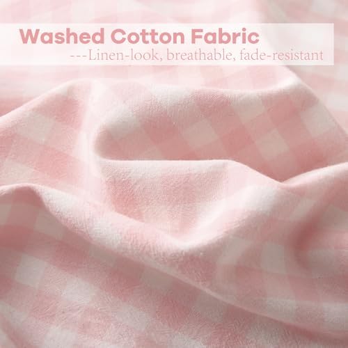 2 Pack Blush White Gingham Ruffle Standard Pillow Shams 20"x26" - Image 6