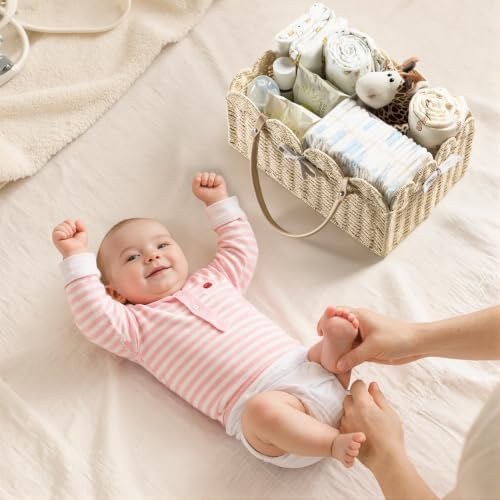 HBlife Large Baby Diaper Caddy, Paper Rope Storage Baskets Nursery Bin - Image 6