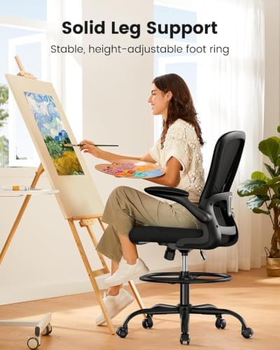 ErGear Drafting Chair with Footrest Ring and Flip-Up Arms - Image 6