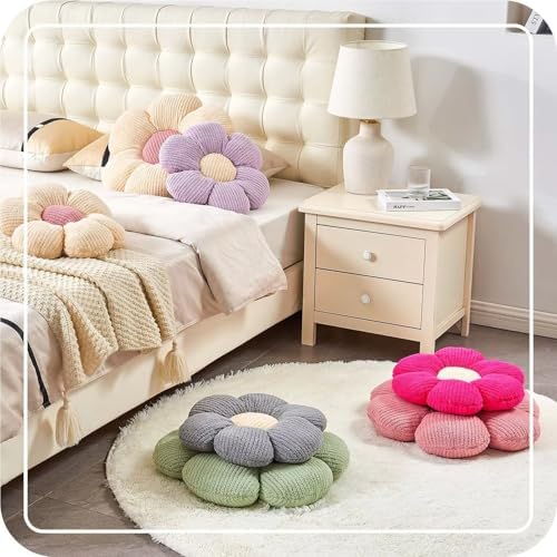 Kcvvcr Flower Throw Pillow, Soft Grey 19.6" Shaped Floor Pillow - Image 6