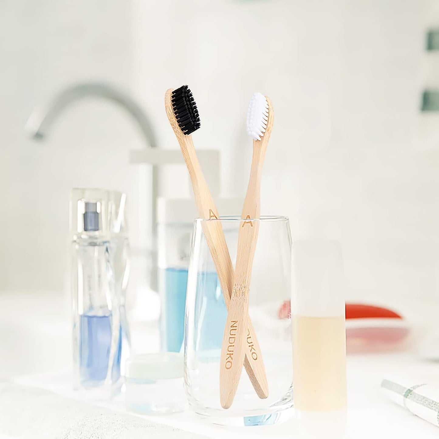Biodegradable Bamboo Toothbrushes, 10 Piece BPA Free Soft Bristles Toothbrushes, Natural, Eco-Friendly, Green and Compostable