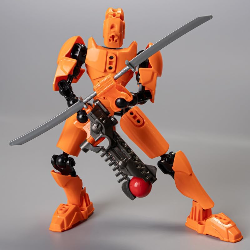 2pcs Random Color 3D Printed Mecha Robot 5.54-inch+Mecha Dog Multi-Jointed Action Figures, Full Body Mechanical Movable Toy, Multiple Accessories, Desk Decoration,New Year Gift