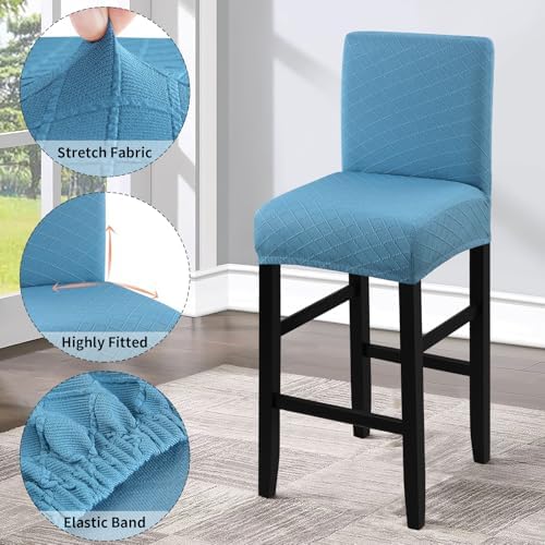 Fuloon Waterproof Barstool Covers Chair Slipcovers, Lake Blue, 2 Pack - Image 6