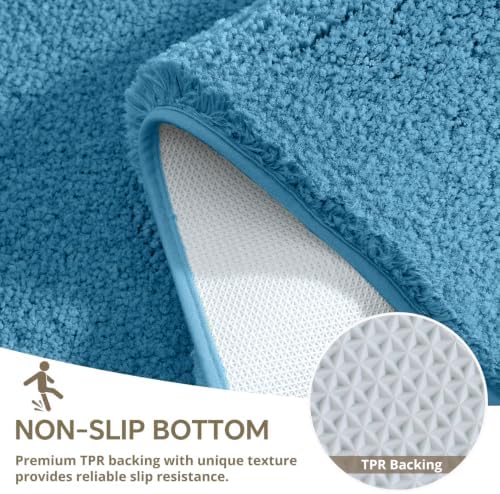 Polyester Bathroom Runner Rug 24"x72" Blue, Soft Shaggy Bath Mat - Image 6