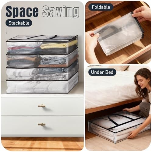 4 Packs 90L Clear Under Bed Storage Containers, Large Clothes Storage Bags - Image 7