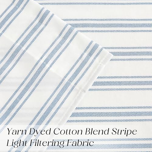 ZJDECOR Blue White Striped Semi Sheer Kitchen Curtain Valances - Image 6