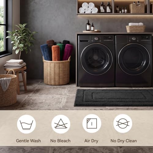 GRANNY SAYS Black Bathroom Runner Rug 24" x 48", Soft Microfiber Bath Mat - Image 6