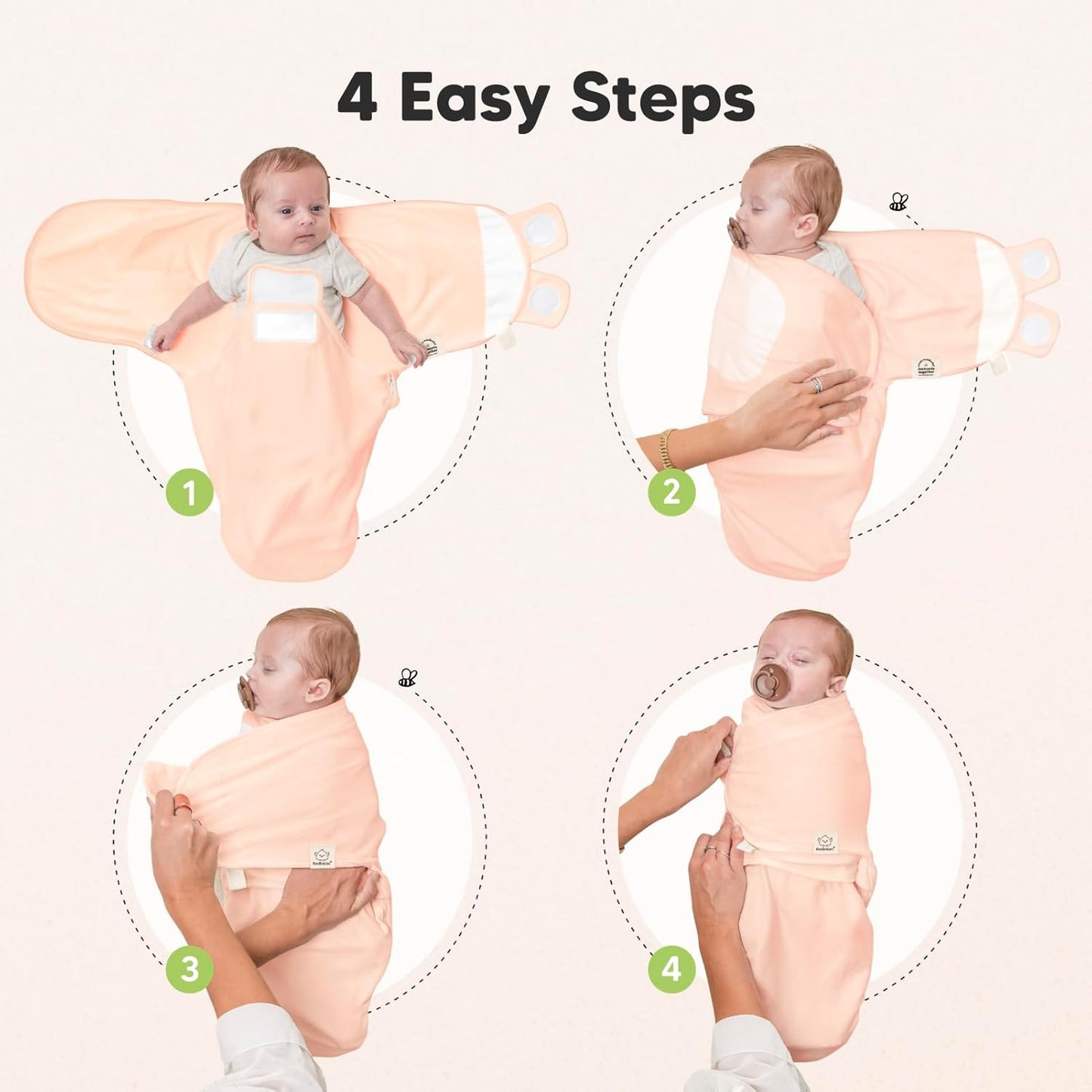 Baby Swaddle Sleep Sacks with Zipper - 3-Pack Swaddles for Newborns 3-6 Months, Infant, Baby Girls, Boys, Soft & Durable Newborn Sleep Sack, Easy Diaper Change Swaddling Blanket (Angelic, L)