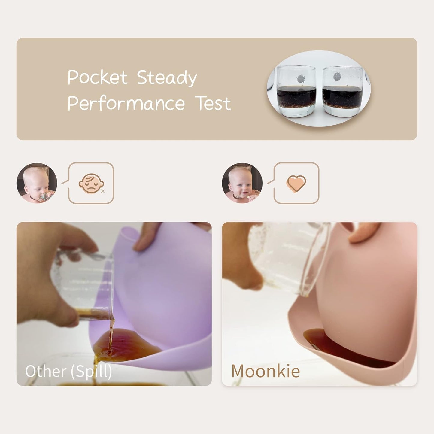 Moonkie Silicone Baby Bibs Set Of 2 | BPA Free Waterproof | Soft Flexible Silicone Bibs for Babies & Toddlers(Pale Mauve/Shifting Sand)