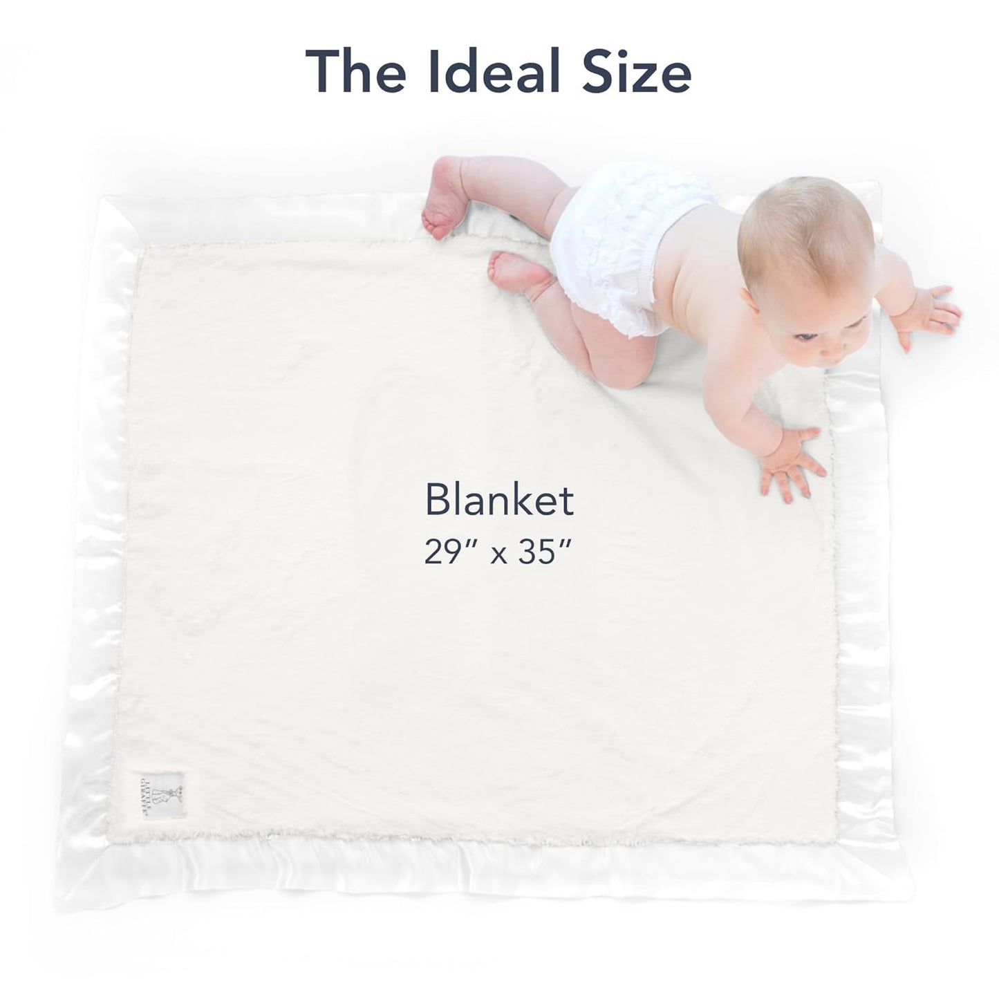 Little Giraffe Baby Blanket - Luxe Soft Blanket with Satin Trim - Baby Stroller Blanket - Newborn Baby Essentials & Baby Gifts - 29x35" - Cream