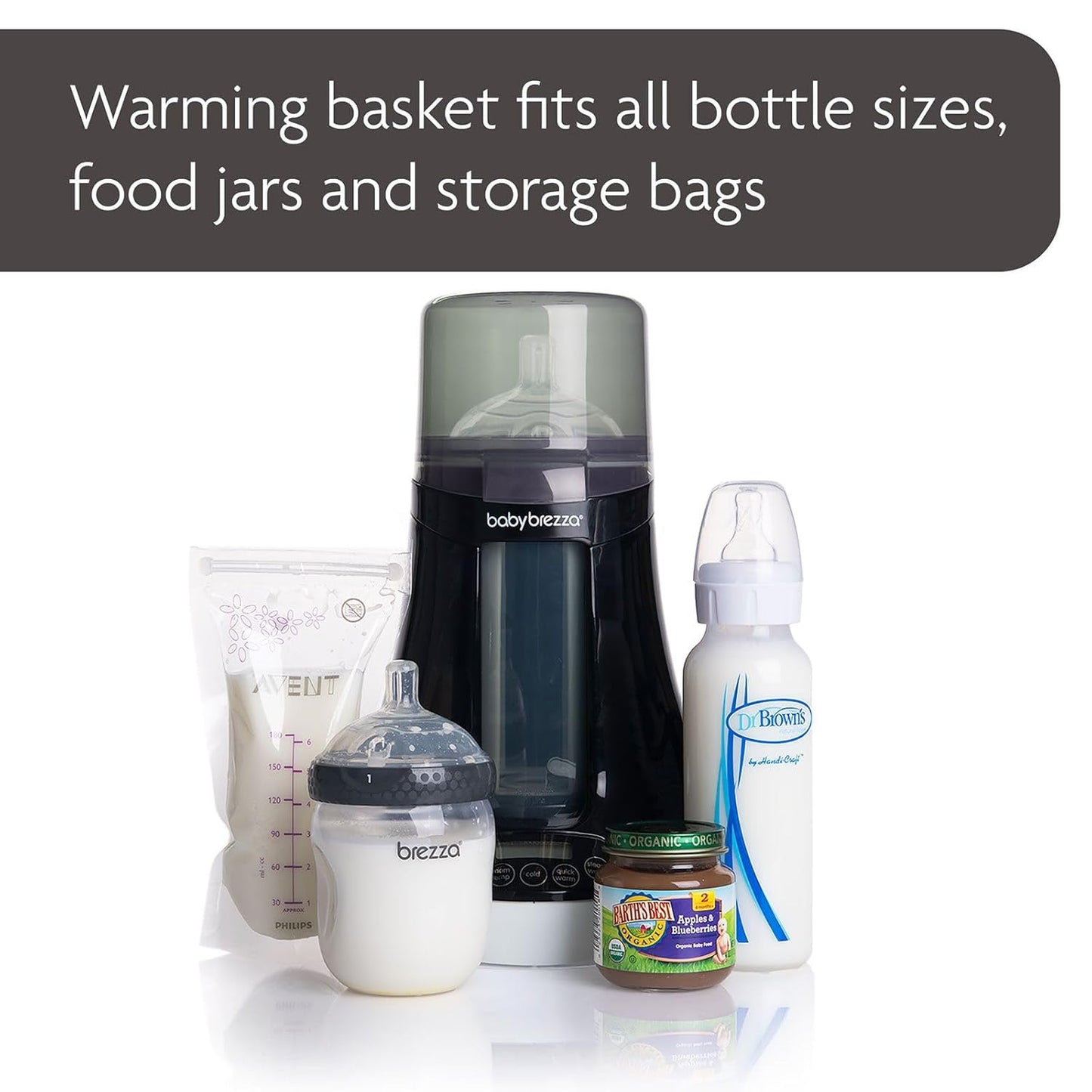 Baby Brezza Fast Baby Bottle Warmer - Baby Milk Warmer + Breastmilk Warmer Defroster – 2 Unique Temperatures for Breastmilk + Formula - Universal Fit for All Bottles, Storage Bags + Food Jars