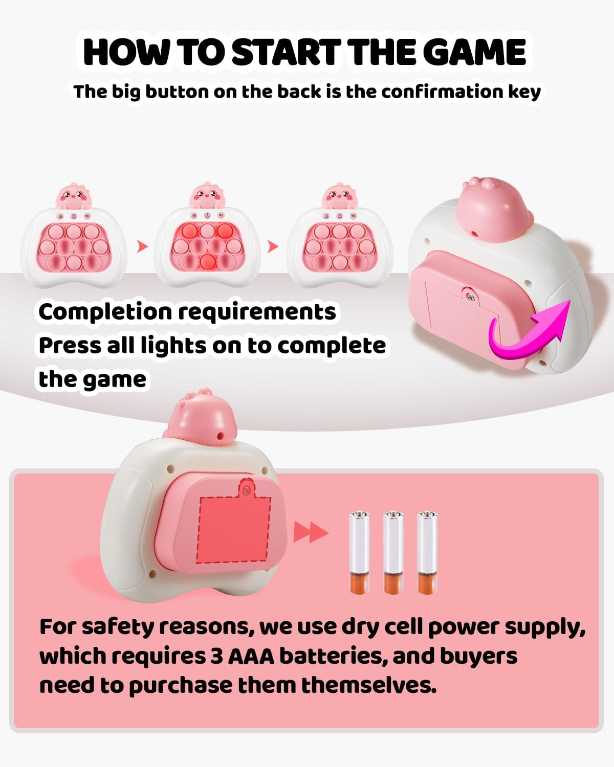 Quick Push Game Console,4 Modes Games, A Toy Game Machine That Exercises Reaction Ability and Improves Concentration |Teens Boys & Girls Ages 3-12 Years Old & Up (Pink)