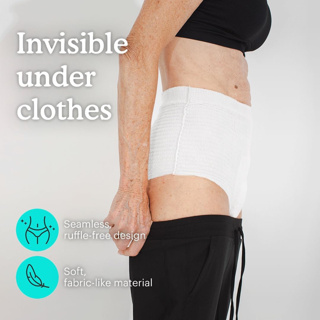 Because Adult Incontinence Underwear for Sensitive Skin - Women - Premium Overnight Disposable Briefs, Anti Odor - White, Large - Absorbs 6 Cups - 14 Count (Pack of 1)