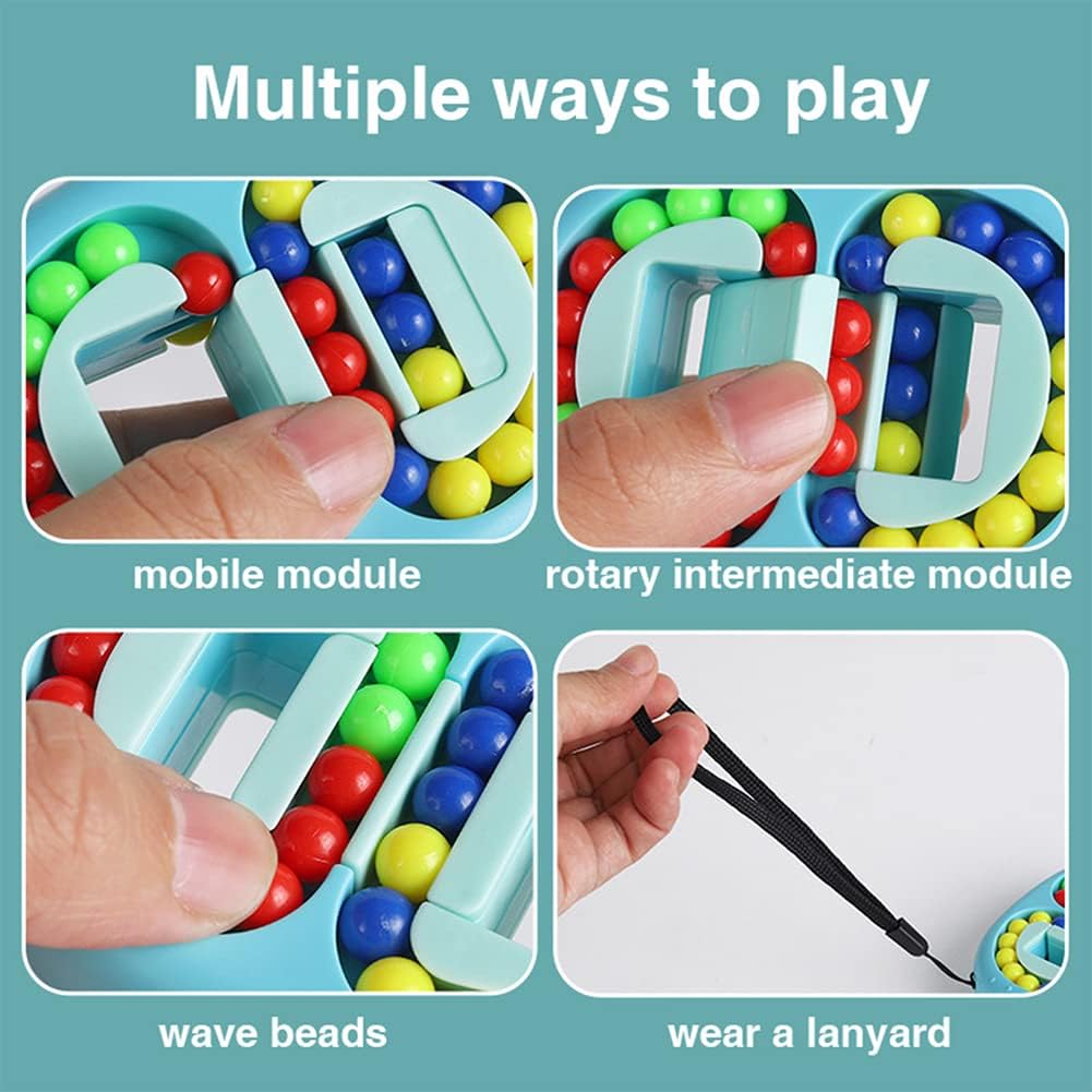 Rotating Magic Bean Cube Spinner Fidget Toys,Stress Relief Gifts Fidget Puzzles for Adults Kids,Anxiety Relief Autism Learning & Education Toys,Double Flip Handheld Puzzle Cube Toys(Blue)