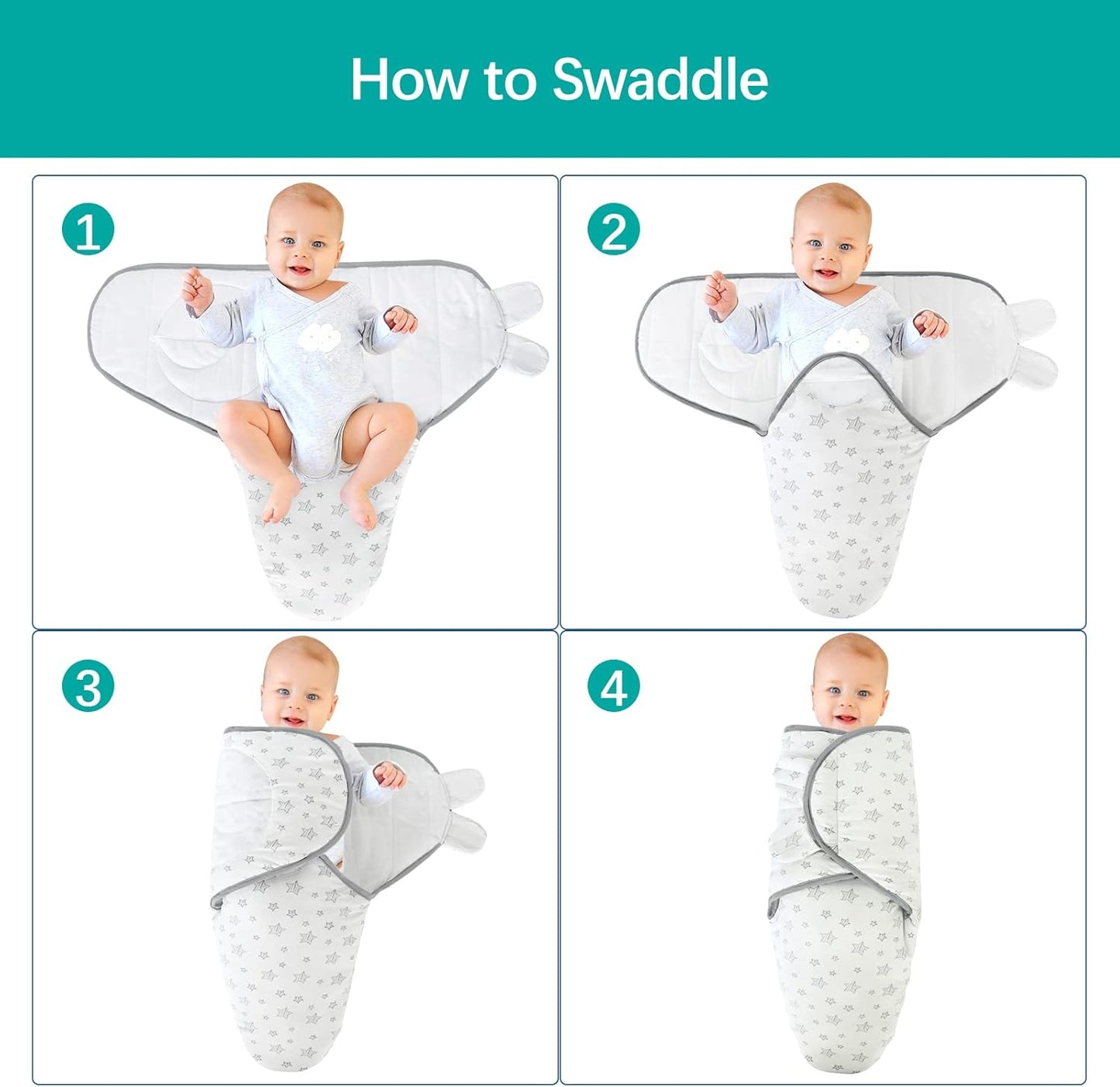 Biloban Quilted Baby Swaddles 0-3 Months 2 Pack, Warm Quilted Baby Swaddle, Newborn Swaddle, Adjustable Swaddle Blanket, Lovely Print