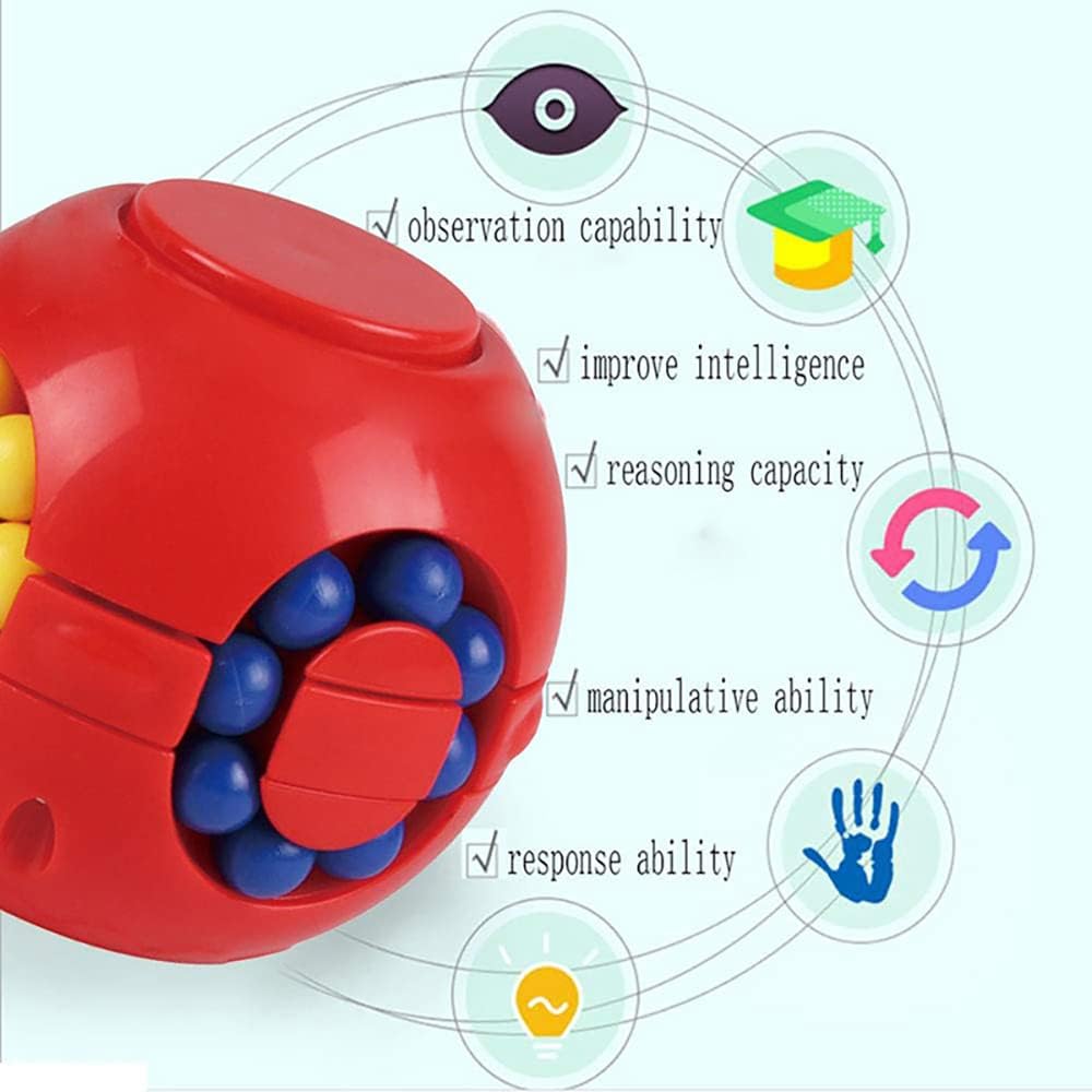 Rotating Bean Magic Cube Fidget Puzzle Toys Anti Stress Ball IQ Games Educational Sensory Easter Gift for Boys Girls Kids Children Adults (Blue)