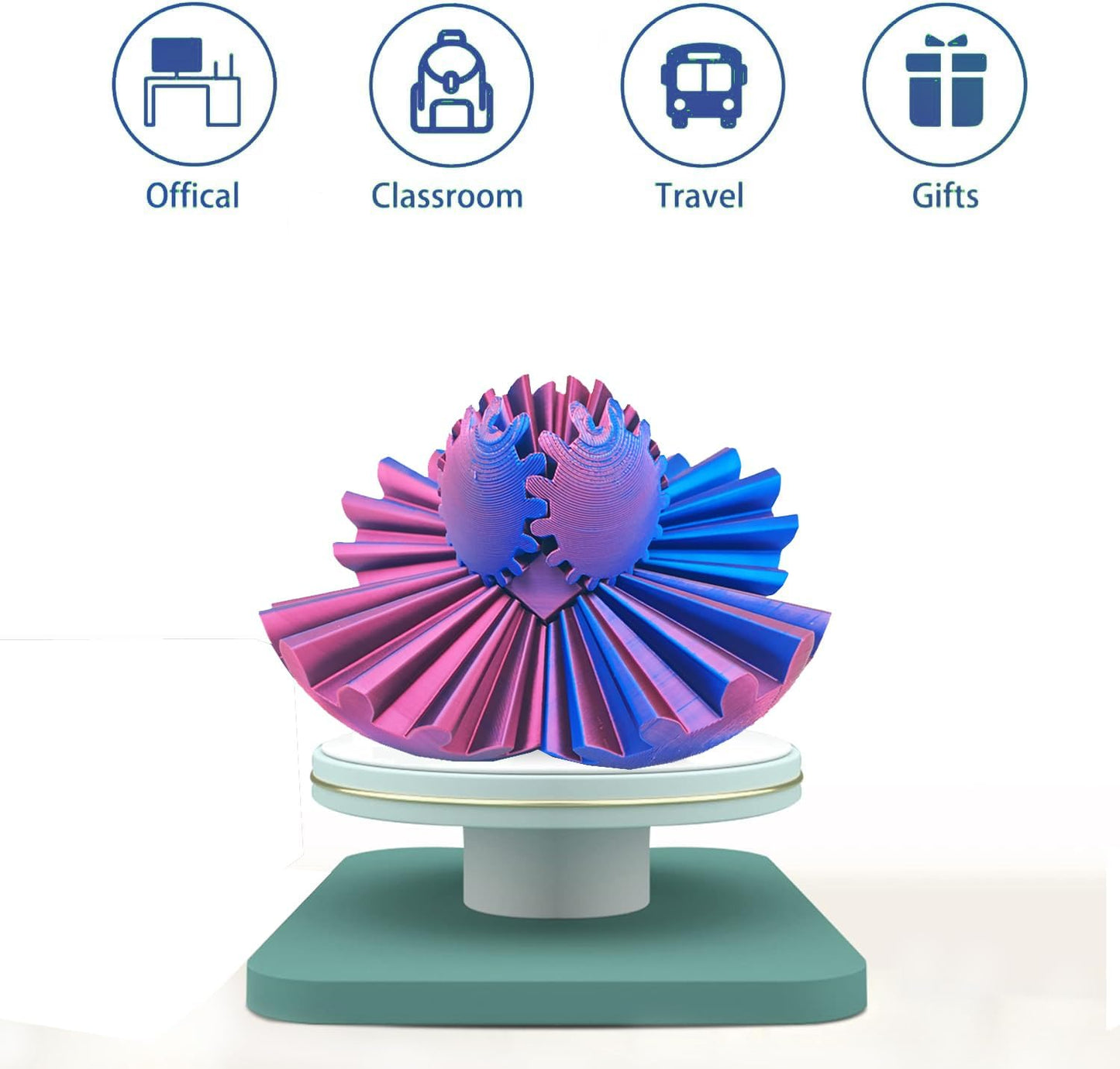 Gear Ball for ADHD 3D Printed Gear Ball Steampunk Whirling Wonder Fidget Toy Gearsphere Gear Ball for Stress and Anxiety Relaxing Fidget Ball Ideal for Sensory Needs and Autism (Laser Red Blue)