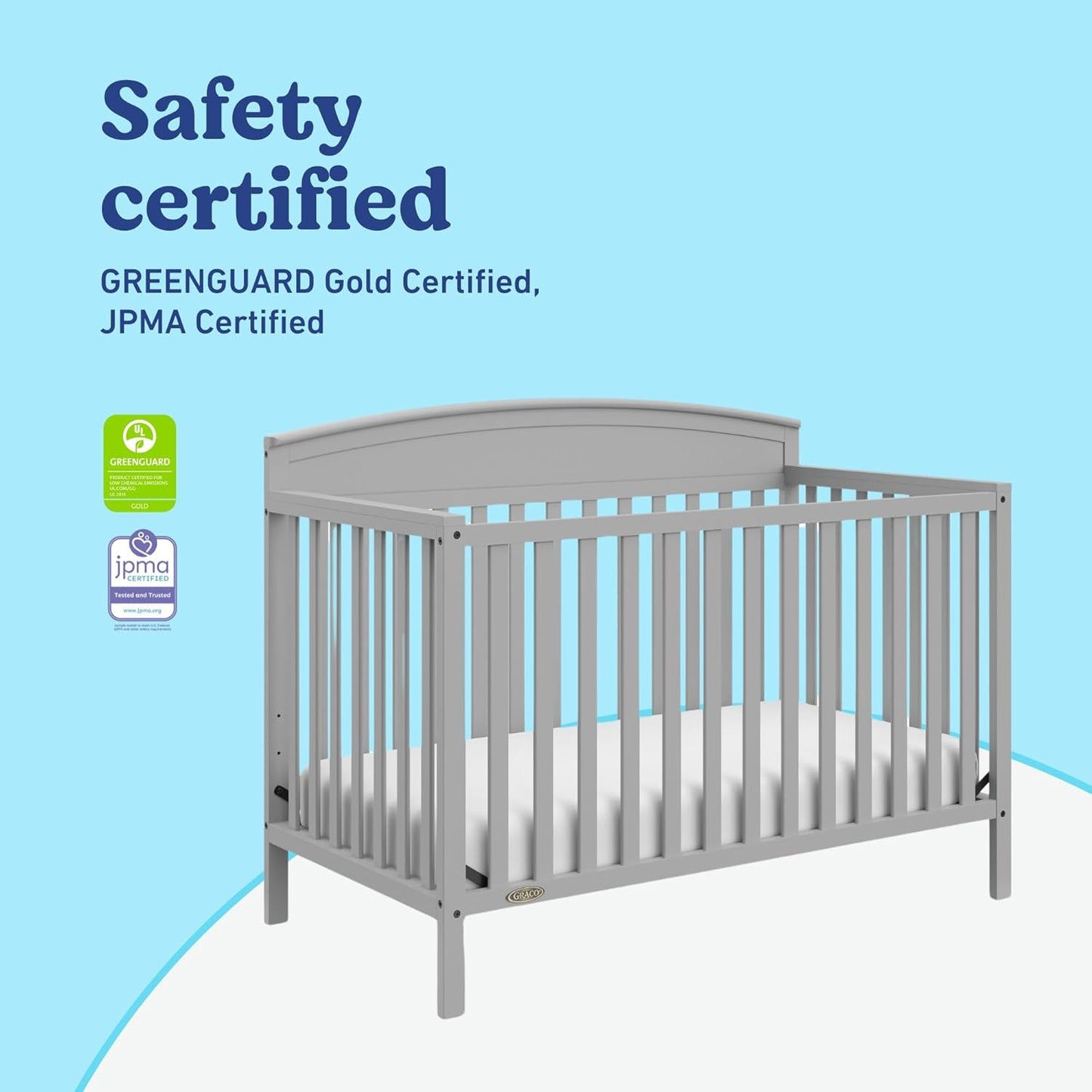 Graco Benton 5-in-1 Convertible Crib (Pebble Gray) – GREENGUARD Gold Certified, Converts from Baby Crib to Toddler Bed, Daybed and Full-Size Bed, Fits Standard Full-Size Crib Mattress