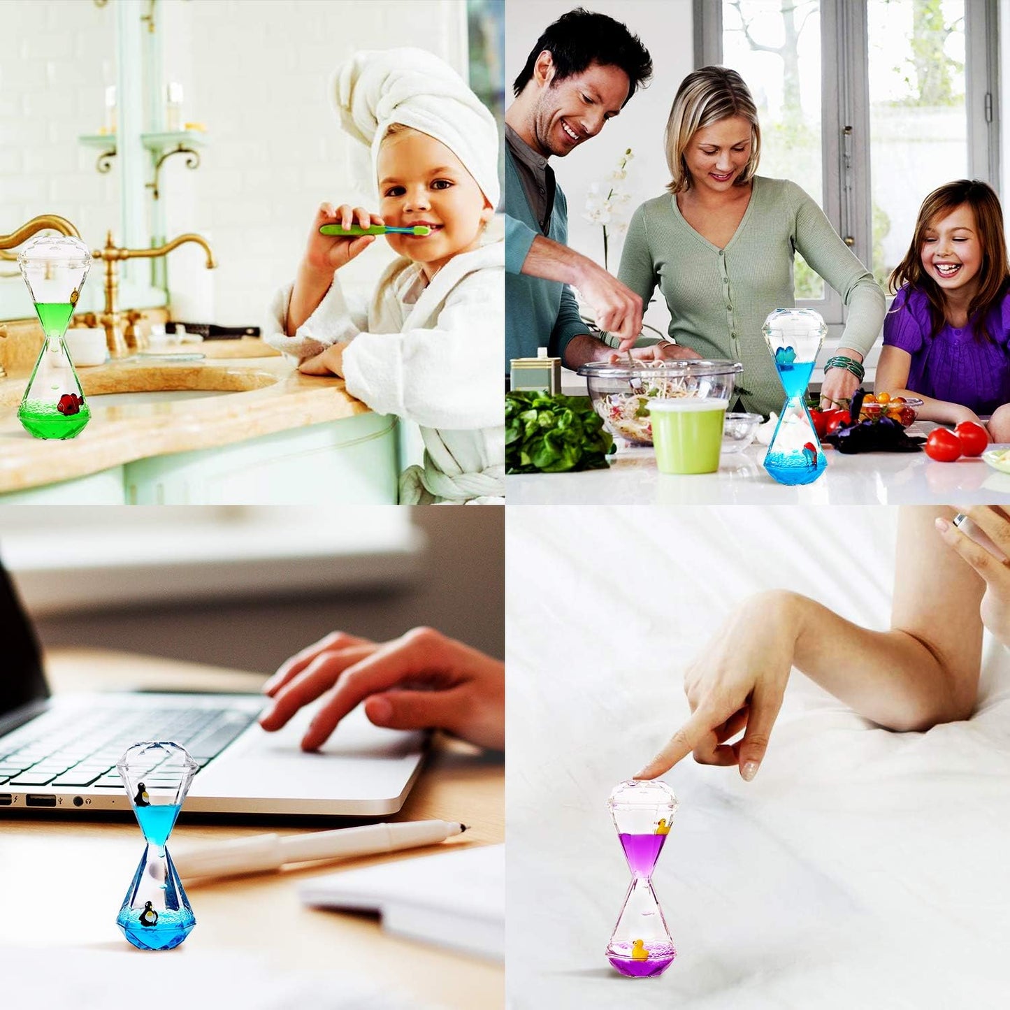 YUE MOTION Liquid Motion Bubbler with Floating Sea Creatures, Diamond Shaped Liquid Timer, Fidget Toy,Autism Toys, Children Activity, Calm Relaxing and Home Ornament (Green liquid with fish toys)
