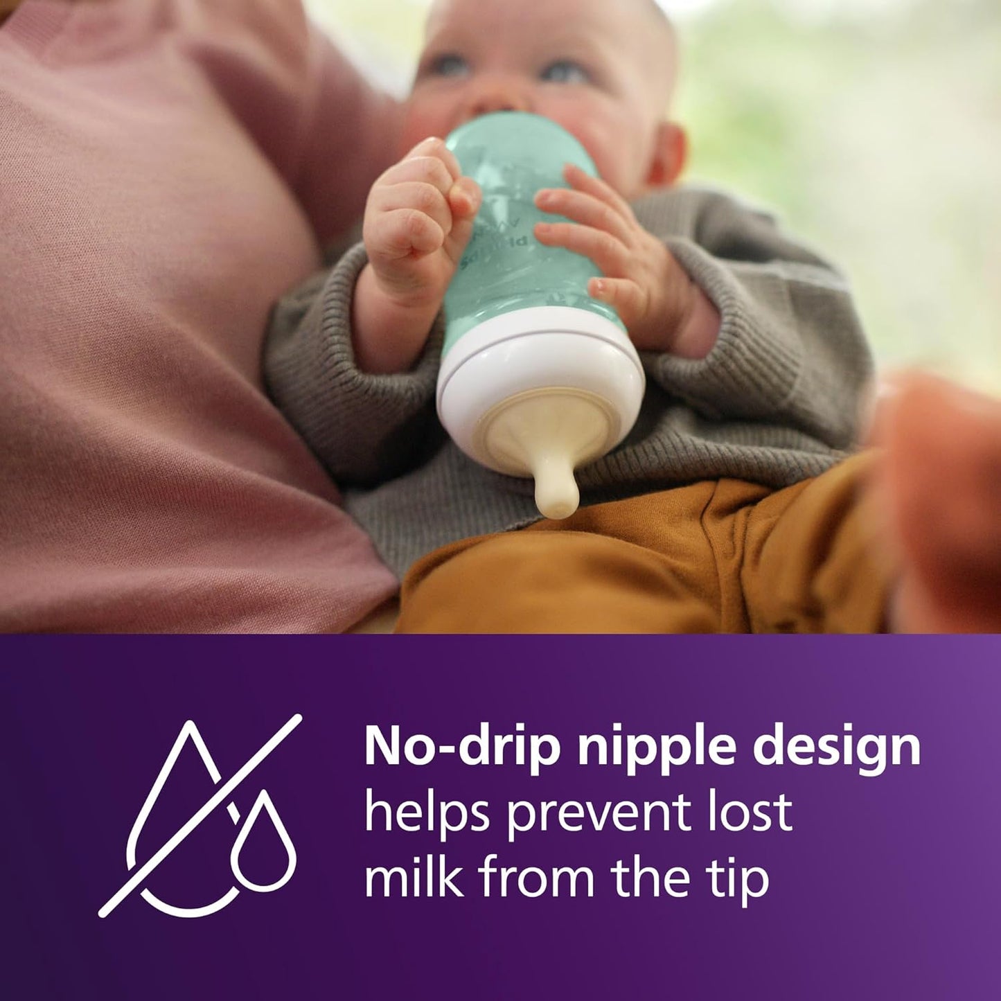 Philips Avent Natural Baby Bottles with Natural Response Nipples (Medium Flow, Flow 3), 9oz, Teal, 4-Pack, SCY903/44