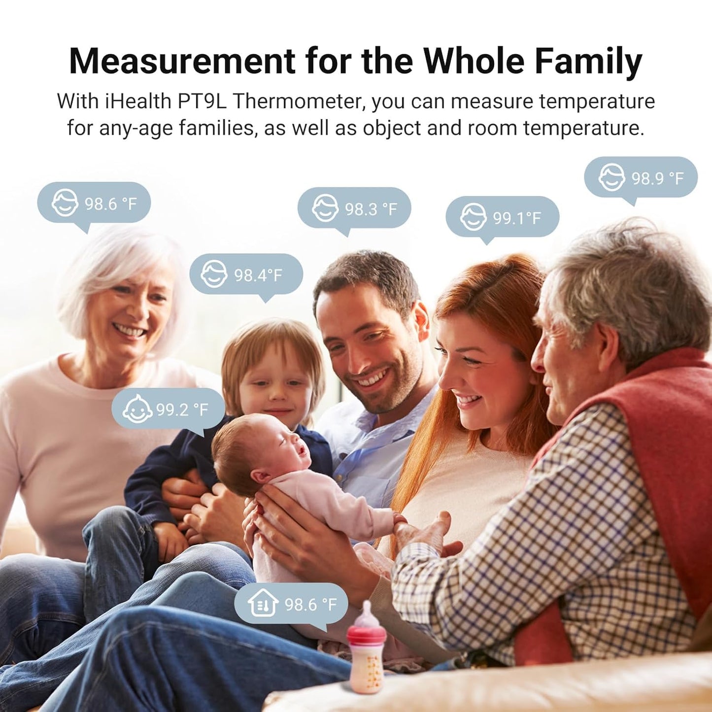 iHealth Infrared Digital Thermometer for Adults and Kids, Baby Thermometer with 3-in-1 Mode & 3-Color Prompt, Fever Alarm & Silent Mode, Forehead & Object Detection, 40 Memory Storages, PT9L, Blue