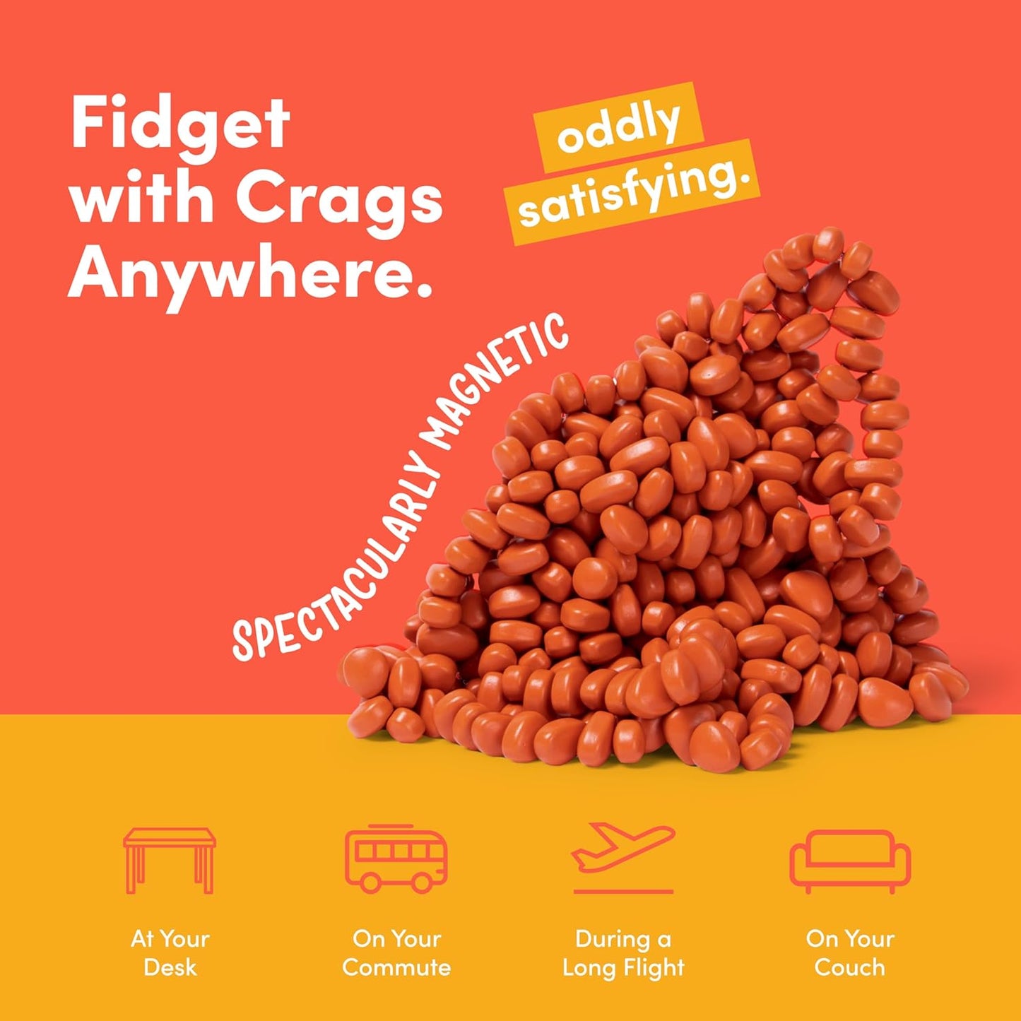 Speks Crags Ferrite Putty, Over 1,000 Ferrite Stones in a Metal Tin, Seriously Satisfying Fidget Toys for Adults and Desk Toys for Office, Matte Coral, Large