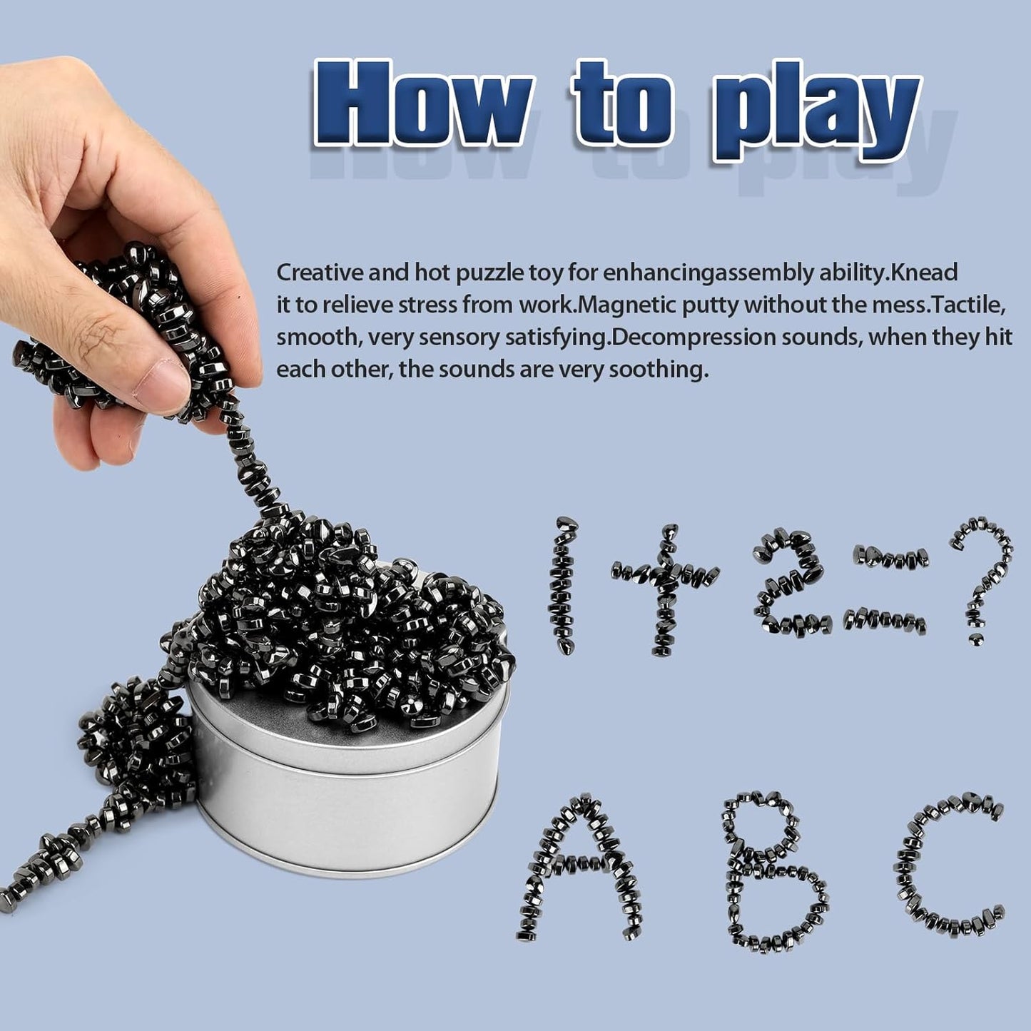 Magnetic Putty Over 600 Weak Magnetic Beads Fidget Ferrite Putty Crags Magnetic Stones Fun Quiet Magnetic Balls Fidget Toys for Office and Desk (Black)