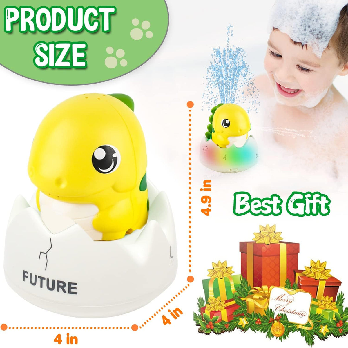 ZHENDUO Baby Bath Toys, Rechargeable Bath Toys, Whale Spray Water Bath Toy, Sprinkler Bathtub Shower Toys for Toddlers Kids Boys Girls, Pool Toy for Baby (Yellow)
