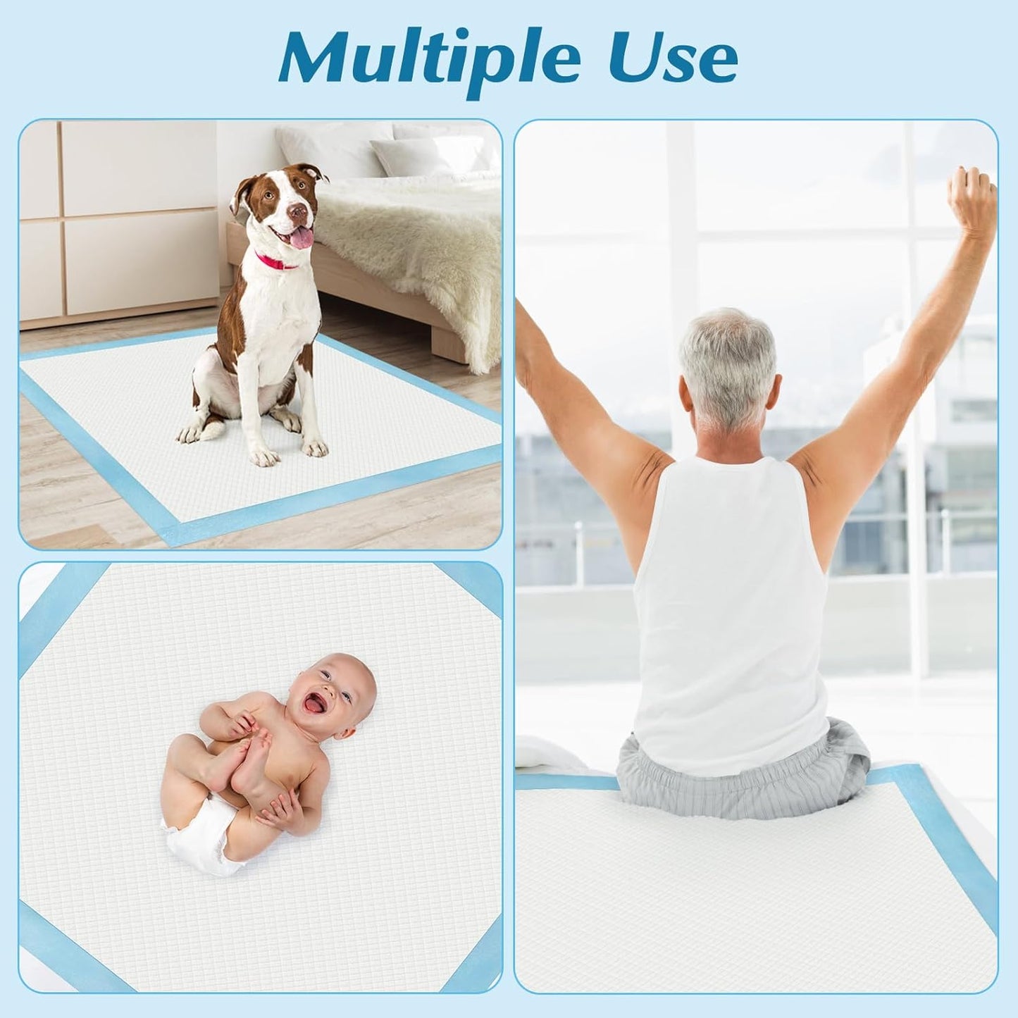 50 Count 36" x 36" Super Absorbency Disposable Underpads - Leakproof Quick Drying Pads for Baby, Puppy & Adults, Bed Pads, Incontinence & Dog Pee