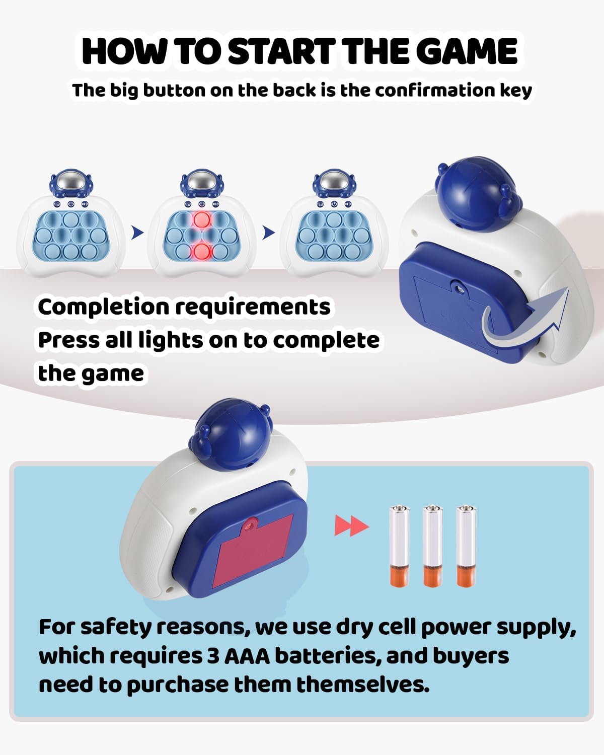 Quick Push Game Console,4 Modes Games, A Toy Game Machine That Exercises Reaction Ability and Improves Concentration |Teens Boys & Girls Ages 3-12 Years Old & Up (Light Blue)