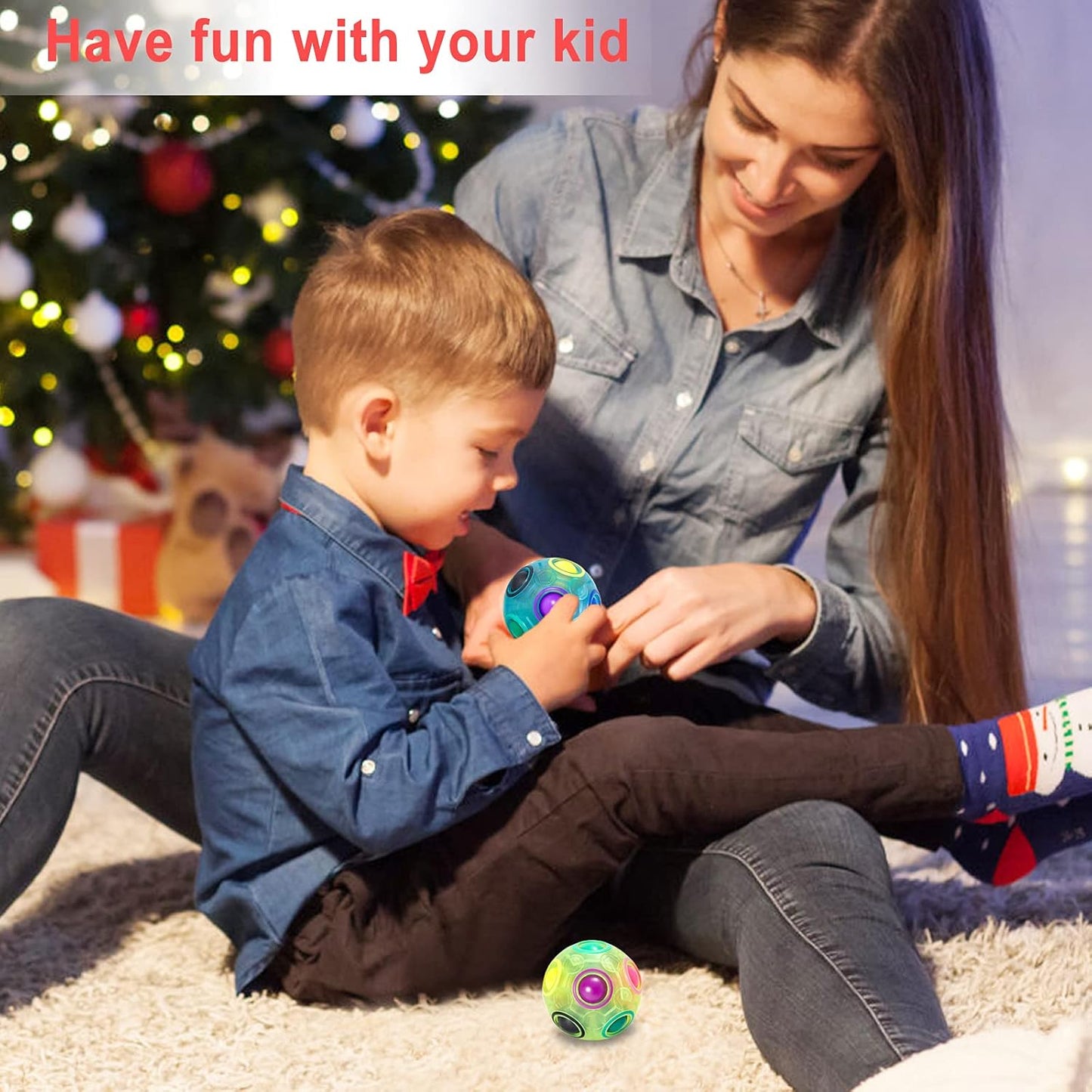 Vdealen Magic Rainbow Puzzle Ball, Fidget Ball Puzzle Brain Teaser Fidget Toy for Boys & Girls- Birthday Party Easter Valentines Day Christmas Stocking Stuffers for Kids Teen & Adults-2 Pack