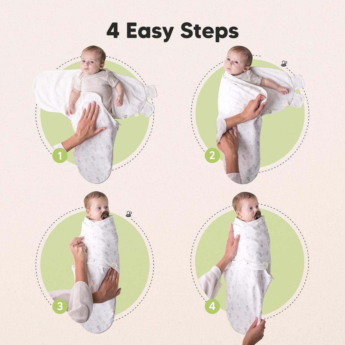 Baby Swaddle Sleep Sacks with Zipper - 3-Pack Swaddles for Newborns 3-6 Months, Infant, Baby Girls, Boys, Soft & Durable Newborn Sleep Sack, Easy Diaper Change Swaddling Blanket (Aspire, L)