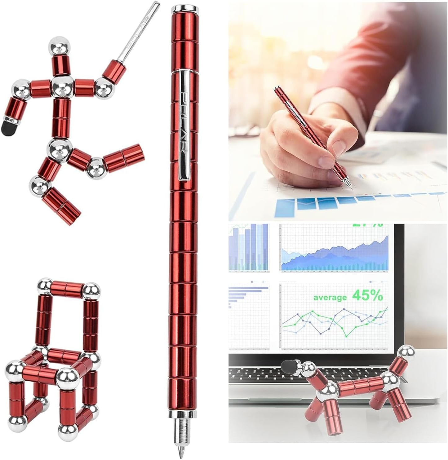 Fidget Pen,Magnetic Pen, Decompression Magnetic Fidget Toy Pen, Magnet Pen Fidget Toy Relieve Pressure Novel Toy Gifts for Kids or Friends! (Red)