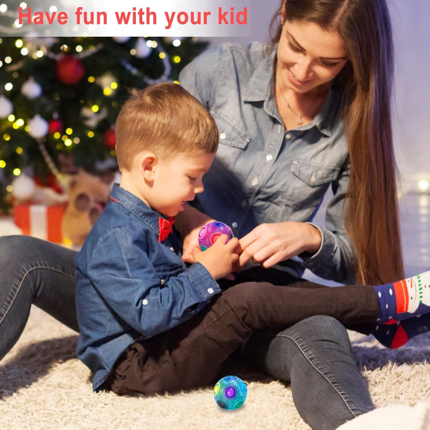 Vdealen Magic Rainbow Puzzle Ball, Fidget Ball Puzzle Brain Teaser Fidget Toy for Boys & Girls- Birthday Party Easter Valentines Day Christmas Stocking Stuffers for Kids Teen & Adults-2 Pack