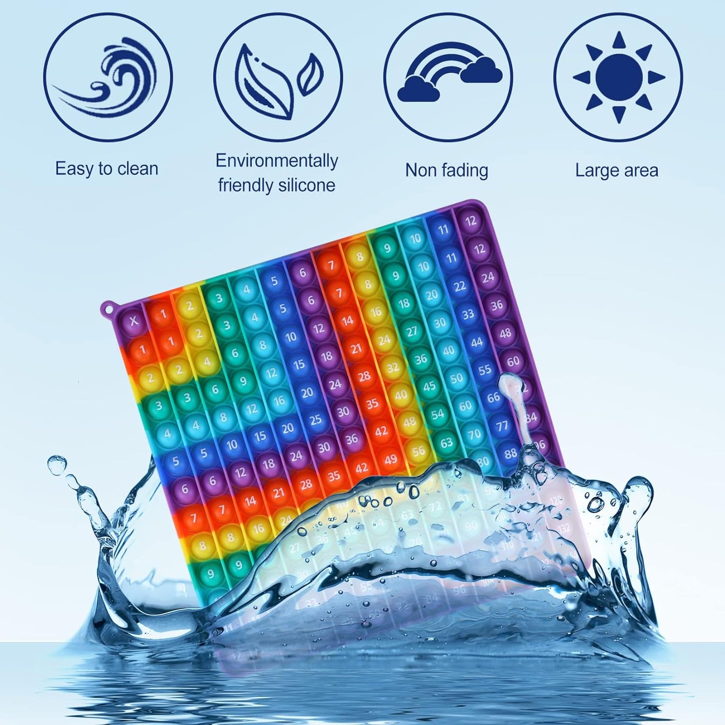 12x12 Multiplication Table Digital P0PP Math Toy, Rainbow Dimple Fingertip Toy, Multiplication Table Math Game (12x12 Right Angle Multiplication Table)
