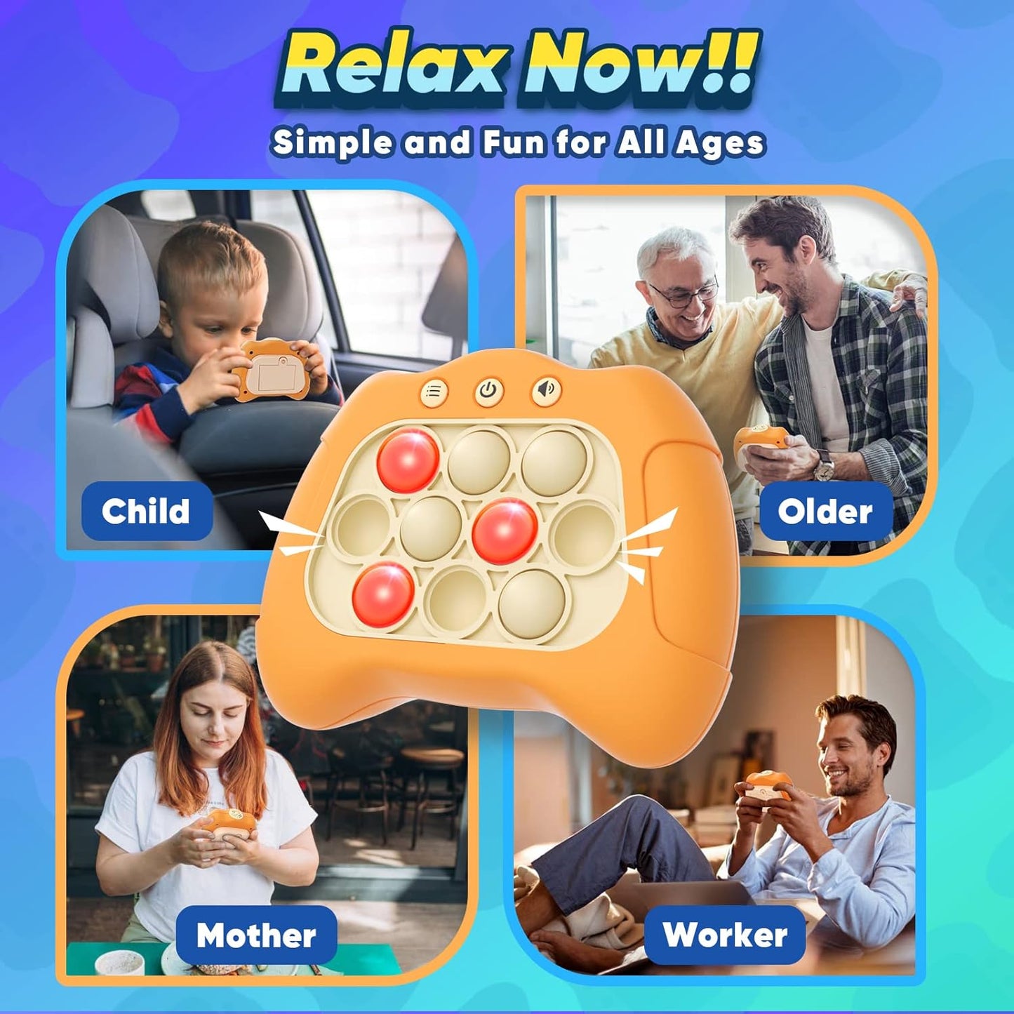 Handheld Game for Kids 6-12 with Lights and Sounds, Sensory Fidget Toys for kids 8-12, Birthday Gifts for 6 7 8 9 Year Old Girls & Boys & Teens -Orange