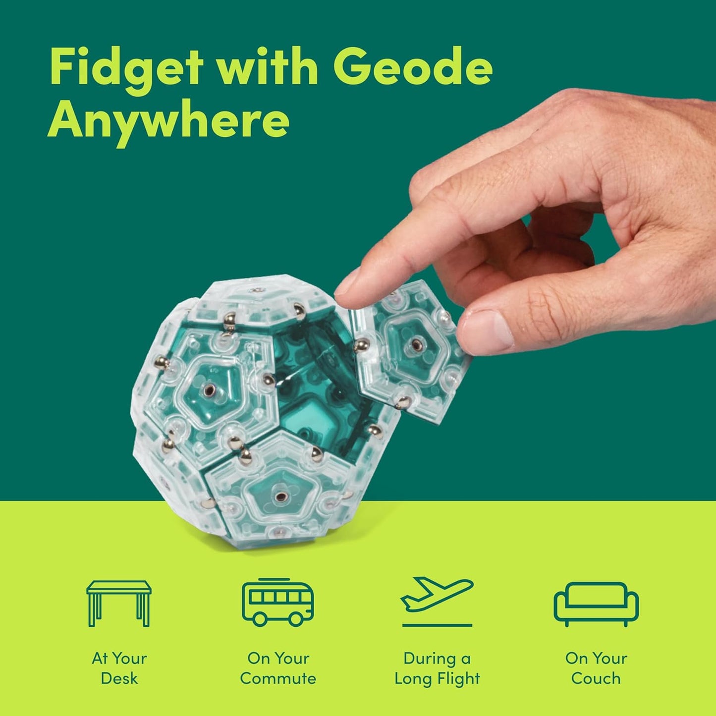 Speks Geode Sphere Magnetic Fidget Toy for Adults | Quiet Adult Sensory Toy for Stress Relief & Anxiety, Office Desk Toy & Top Gadget Gift Idea | Aqua, 12-Piece Set