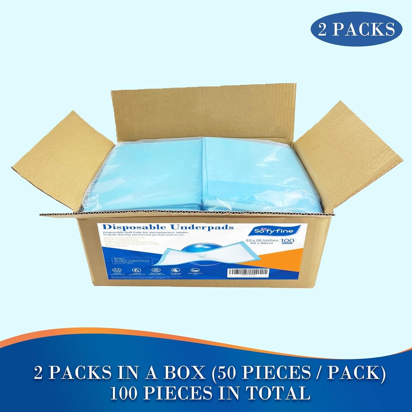 100 Count Disposable Beds Pads,23"x36" Waterproof Adults Incontinence Chucks Underpads,Absorbent Leakproof Pee Pads for Kids,Elderly,Extra Large Dog Puppy Training Pad,Baby Changing Liner