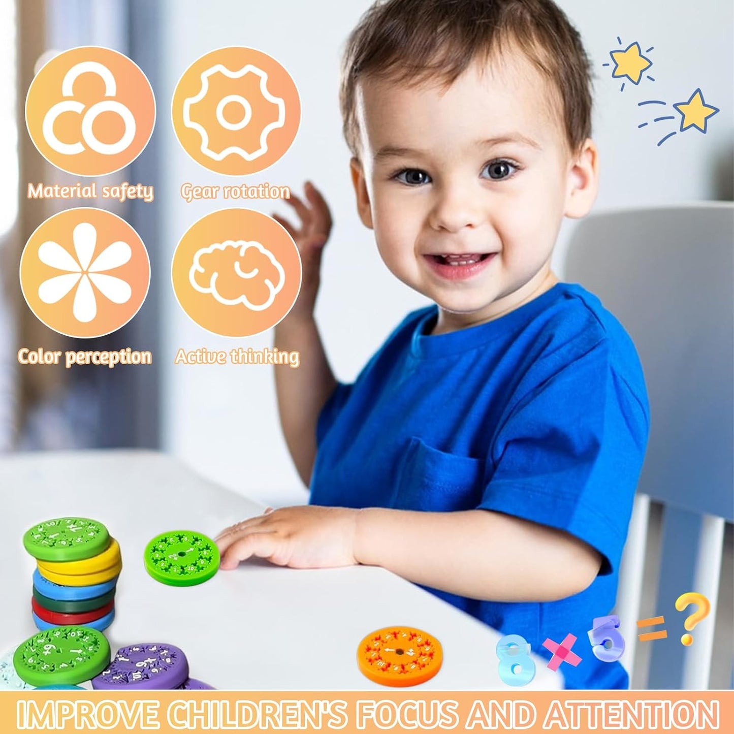 9 Pcs Math Fidget Spinners Toy, Math Fidget Sensory Spinner Counting Toys, Number Fidget Toys for Kids Math Games, Montessori Educational Toys for Kids Learning(Adition &Subtraction)