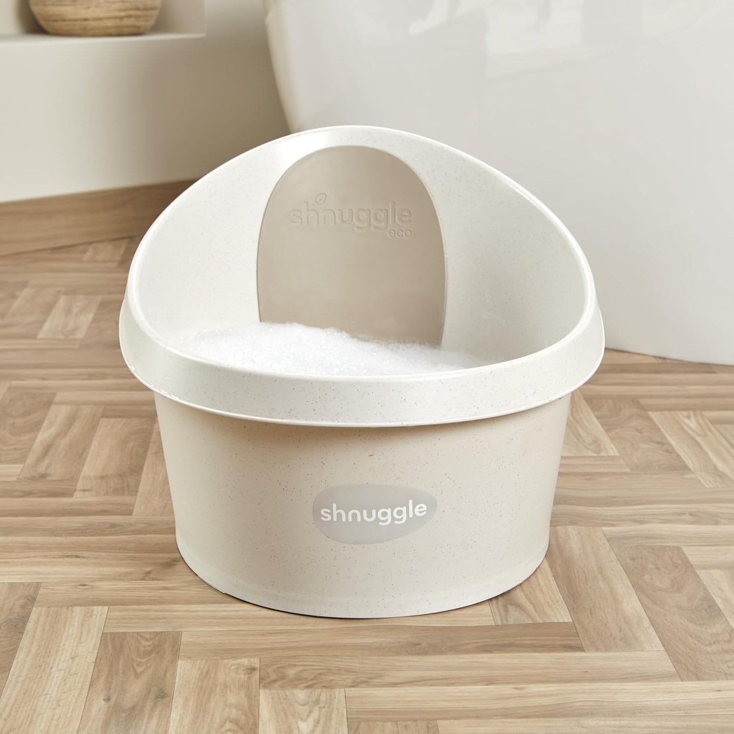 ECO Toddler Bath Tub | Larger Bath Seat for Bigger Kids at Bathtime | Includes Warm and Soft Foam backrest | Grippy Anti-Slip Surface | Recycled Material with Bath Plug | Cookies & Cream