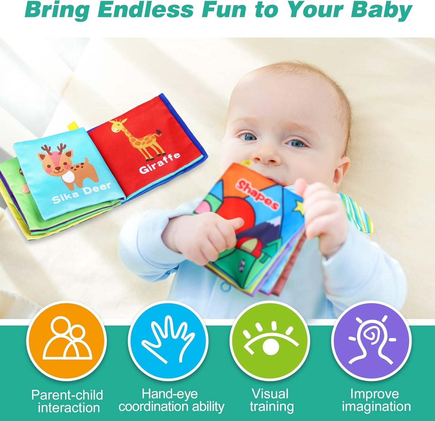 Baby Bath Books, Nontoxic Fabric Soft Baby Cloth Books, Early Education Toys, Waterproof Baby Books for Toddler, Infants Perfect Shower Toy, Kids Bath Toys Birthday Gift (Pack of 8)