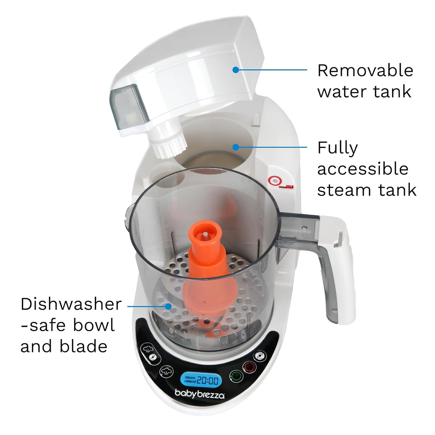 Baby Brezza One Step Baby Food Maker Deluxe – Auto shut Off, Dishwasher Safe Cooker and Blender to Steam + Puree Organic Food for Infants + Toddlers - Set of 3 Pouches + 3 Funnels