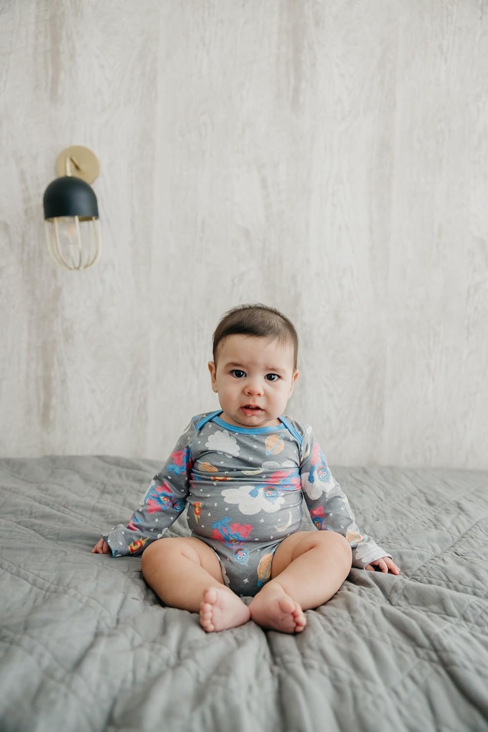 Copper Pearl Long Sleeve Bodysuit Baby: Ultra Soft Baby for Newborns, Boys, and Girls - Stylish, Comfortable, Overlap Shoulders, Premium Knit Fabric - 12-18 Months, Super Grover