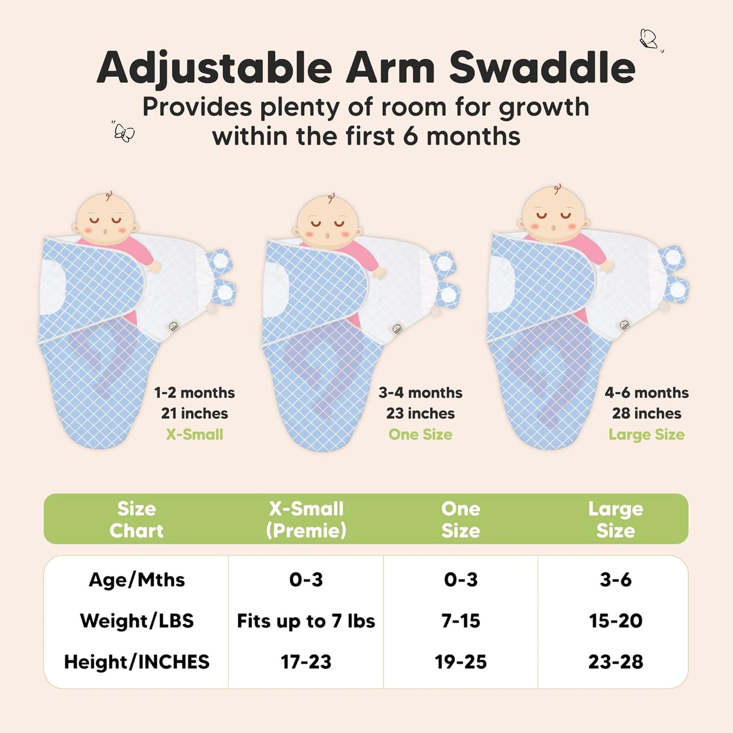 KeaBabies 3-Pack Organic Baby Swaddle Sleep Sacks - Swaddles for Newborns, Infant 0-3 Months, Baby Girls, Boys, Soft & Snug Newborn Sleep Sack, Nursery Swaddling Blankets (Storm)